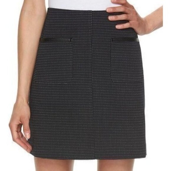 Elle Dresses & Skirts - Elle Womens Black Dot Mini Skirt Faux Leather Trim Pockets Medium